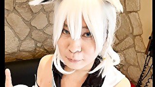 ホロライブ 白上フブキ 男の娘 ゲーム中手コキされて本気声/Hololive Fubuki femboy Ahe-voice try not to cum while playing game