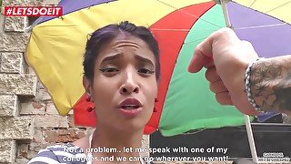 LETSDOEIT - Sexy Latina Road Vendor Cheers Up Client With Squirting Pussy