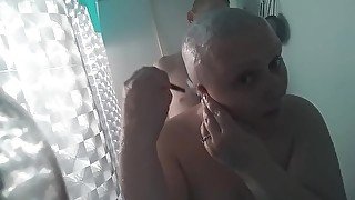 Razor shaving my bald head