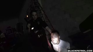 Big ass police chicks fuck black fella in a warehouse and let him go