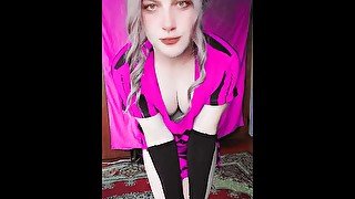 STRIPT DANCE SHOW PINKY DRESS HOT WHITE CUTE FEMBOY HOUSEWIFE CROSSDRESSER BABYSITTER TEEN MODEL YUM