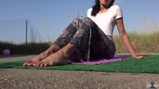 Close Up Feet While Doing Yoga With Viva Athena During Covid-19