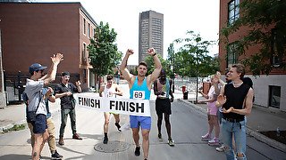 Hard marathon day for these horny blokes but they still fuck