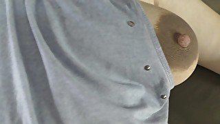 POV revealing 9 month pregnant sexy girl with a huge lactating boobs!