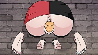 Harley Quinn BDSM/Bondage Stuck In A Wall - Hole House