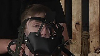 Tied up gay with mask sucked and fingered by Sebastian Kane