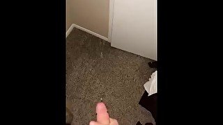 Cum shoots all over wall