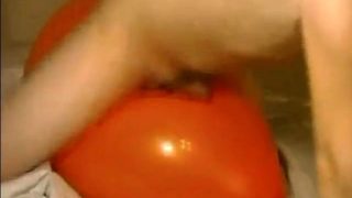 Big inflatable orange balloon humping cum