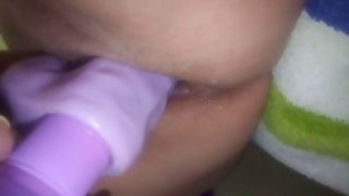 Wife fucks dildo and squits