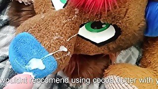 Cum on fursuit until completely covered