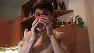 Playful boy rides a boner after a cup of tea