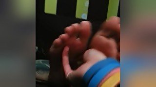 Amateur Latina Gets Her Beautiful College Feet Tickled In The Dark