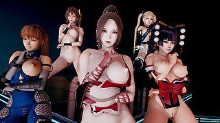 MMD PSY - GENTLEMAN Naked Dance DOA Marie Rose Mai Shiranui Nyotengu Kasumi Honoka Misaki