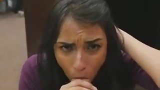 Brunette Jessi Gobbles On Shop Keepers Cock In Office