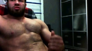 Hairy Muscle Hunk Cums