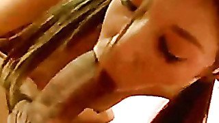 Allyssa Hall fills her mouth with a huge hard cock