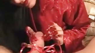 Femdom long nails handjob