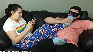 Feet in Face HJ & Footjob from Teen in Pyjamas