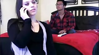 immature show on web camera in front of her boyfriend