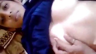 Fucking my Indian girlfriend's shaved pussy in missionary position