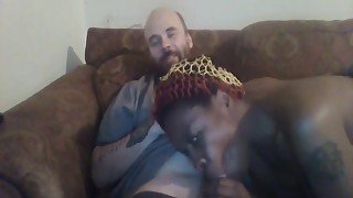 Ebony Queen slow sucks and deep-throats all for an Oral Creampie