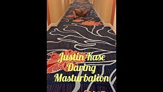 Justin Kase masturbating in hotel hallway