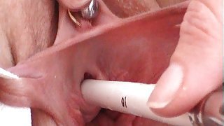 Cervix and Peehole Fucking with Objects Masturbating Urethra