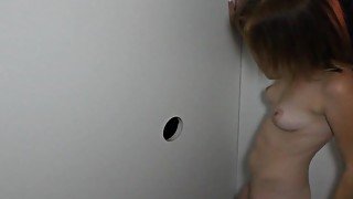 Red Head Tiny Tit Teen Alyssa Hart Sucks Cock in Glory Hole!