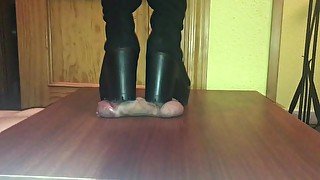 Handjob + Crushing Cock & Balls in Thigh High Boots + Cumshot