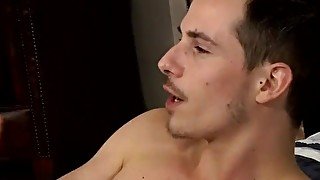 Inked young cutie Nathan jerks off his big cock