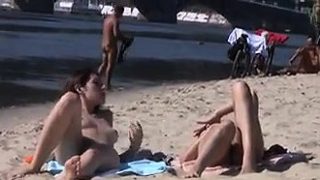 Naked Teen Girls Tanning At A Beach