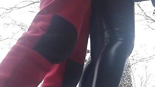 Amateur outdoors video of hardcore doggystyle fucking with a cutie