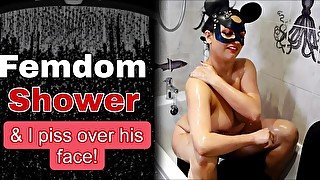 Femdom Piss Shower Toilet Slave Training Dominatrix Pissing Golden Facesitting BDSM FLR Milf Stepmom