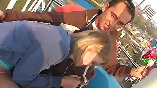 Cute Chick Rides Tool in Fun Park