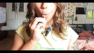 Hot girl sucks lollipop ASMR