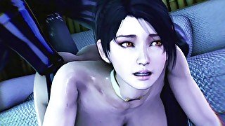 A stern man fucks a MOMIJI with his monster cock and cums in ass and pussy - 3d Animation hard porn