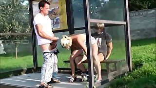 Bus stop public sex fun