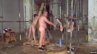 Video of dirty dudes fucking butts of two tied up gay dudes