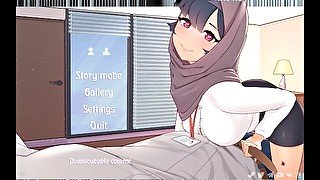 Tsundere Milfin [ HENTAI Game ] Ep.1 muslim boss ass stuck in the elevator with no panties !