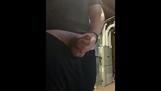 Milking my cock in the basement