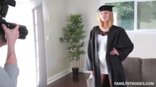 Sexy college graduate gets a fat cock for her present