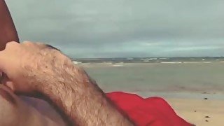 Blowjob on the beach - We got caught but she continued until I come