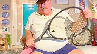 Tennis Coach daddy has huge orgasm at end