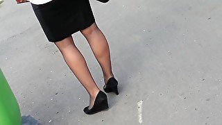 candid pantyhose sexy legs  281-1