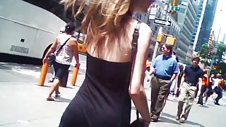 slim white chick walking