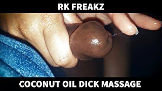 Neighbor gave me a hand job with coconut oil and sucked my Dick.