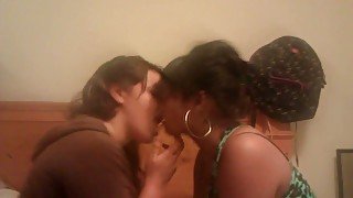 Two cute webcam lesbians were kissing so damn passionately for me