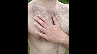 EXHIBITION IN NATURE-Pervy And So Handsome Nude Guy Walking Barefoot On The Grass In The Public Wood