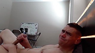 Two handed jerkoff Fully Naked with Messy Cumshot