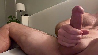 Huge thick white cock gets morning jerk